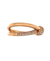 Pre-Owned Tiffany & Co. Double Row Knot Ring 18K Rose Gold with Diamonds