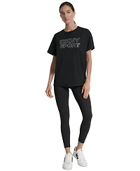 Dkny Sports Women's Rhinestone-Logo Drop-Shoulder T-Shirt
