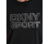 Dkny Sports Women's Rhinestone-Logo Drop-Shoulder T-Shirt