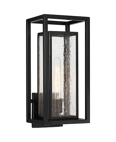 Amir 18" High Modern Outdoor Wall Light Fixture Mount Porch House Exterior Outside Weatherproof Black Clear Seeded Glass Shade Front Door Patio G