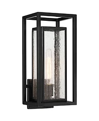 Amir 18" High Modern Outdoor Wall Light Fixture Mount Porch House Exterior Outside Weatherproof Black Clear Seeded Glass Shade Front Door Patio G