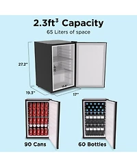 SnowLion Premium 65L Solid Door 2.3 Cu.ft. Freestanding Under-Counter Mini Fridge in Black