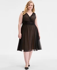 Connected Plus Sleeveless Chiffon Midi Dress