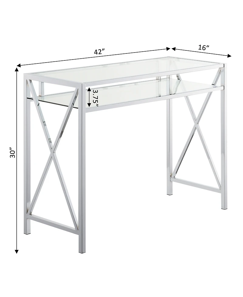 Convenience Concepts Oxford Chrome 42" Desk with Shelf