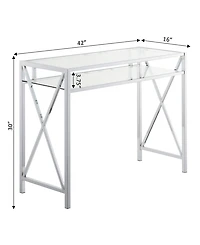 Convenience Concepts Oxford Chrome 42" Desk with Shelf