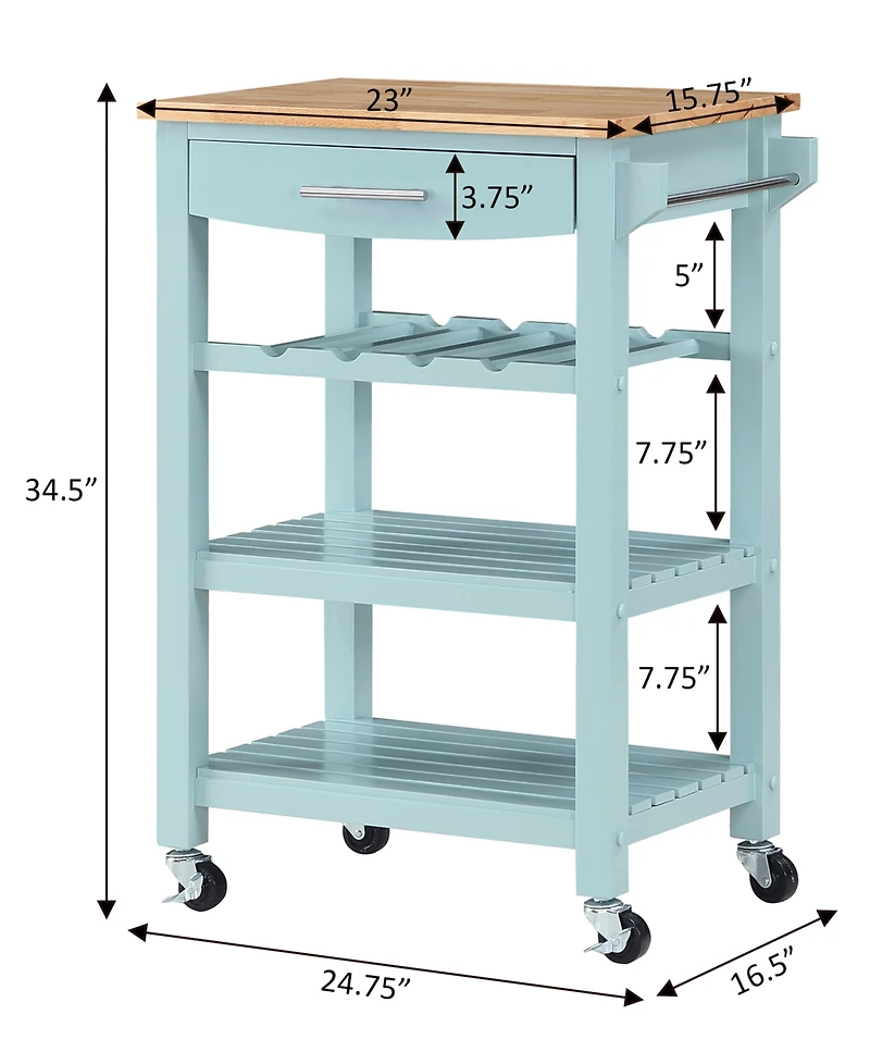 Convenience Concepts Ellaine 24.75" Wood Butcher Block Kitchen Cart