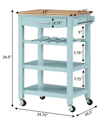 Convenience Concepts Ellaine 24.75" Wood Butcher Block Kitchen Cart