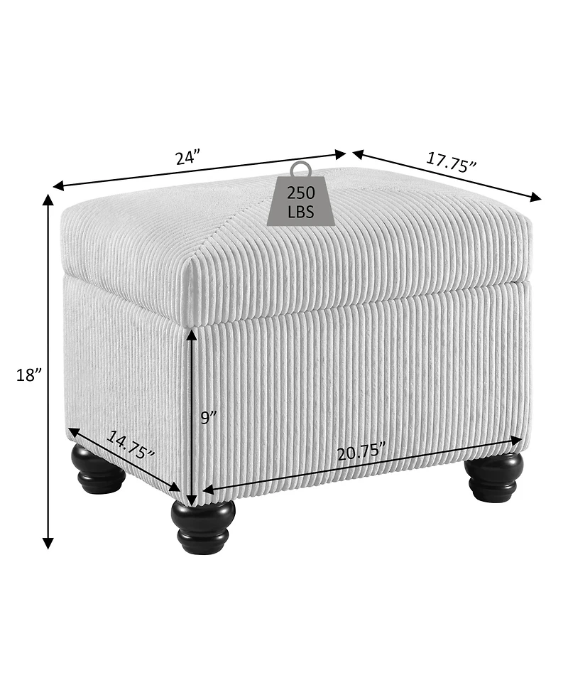 Convenience Concepts 17.75" Designs4Comfort Corduroy 5th Avenue Storage Ottoman