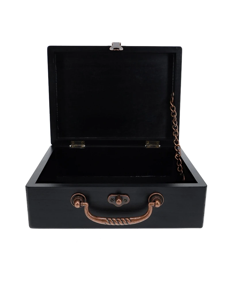We Games Wooden Keepsake Stash Box with Old World Handle - Black Stain