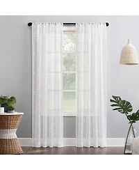 Delia Embroidered Floral Sheer Rod Pocket Curtain Panel