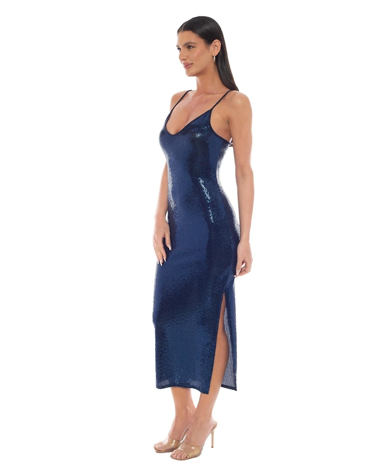 bebe Women's Disco Dot Maxi Tank Bodycon Dress