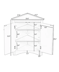 Casainc 31.5"H Triangle Corner Cabinet, Adjustable Shelves