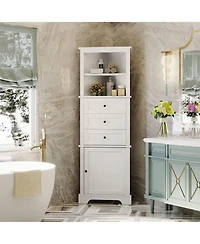 Casainc 68.9"H Triangle Tall Cabinet with 3 Drawers and Adjustable Shelves for Bathroom/Living Room