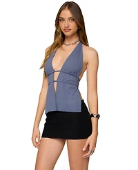 Edikted Women's Nikole Split Front Backless Halter Top