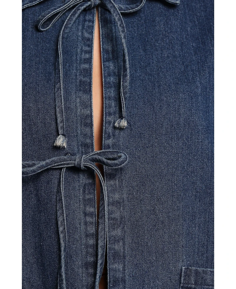 Petal and Pup Women's Avon Bow Front Denim Shacket