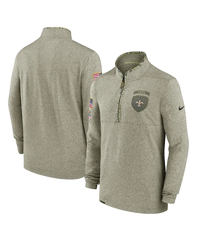 Nike Men's Olive New Orleans Saints Salute to Service Quarter-Zip Sweatshirt