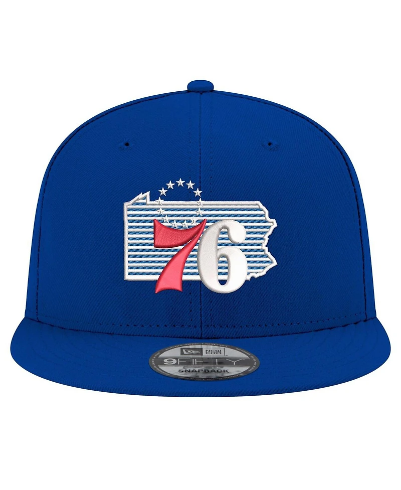 New Era Men's Royal Philadelphia 76ers State Pride 9FIFTY Snapback Hat