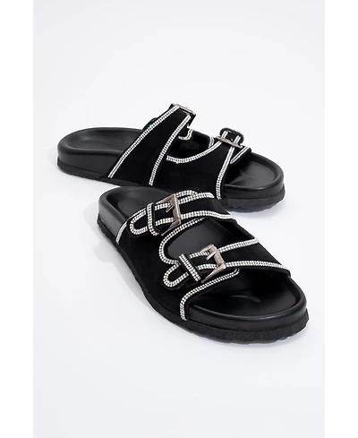Allen Rhinestone Leather Slide Sandal (Women)