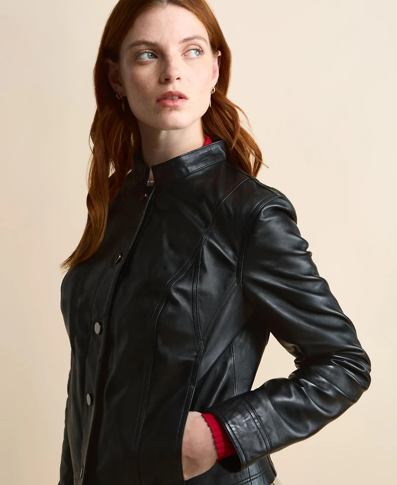 Furniq Uk Women's Leather Bomber Jacket, Created for Macys