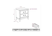 Kings Brand Furniture Ambroise 2-Drawer Wooden Side End Table, Nightstand