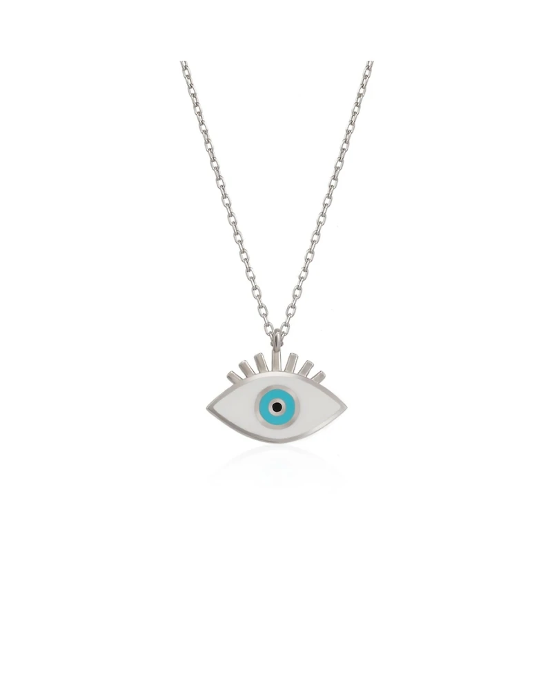 Spero London Sterling Silver Evil Eye Eyelash Necklace