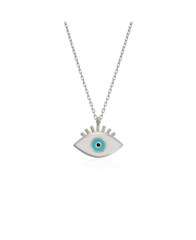 Spero London Sterling Silver Evil Eye Eyelash Necklace