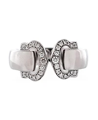 Pre-Owned Cartier Vintage C de Cartier Ring 18K White Gold with Diamonds