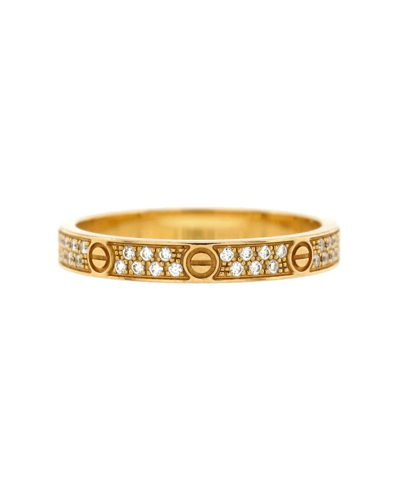 Pre-Owned Cartier Small Love Wedding Band Pave Diamonds Ring 18K Gold and Diamonds