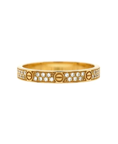 Pre-Owned Cartier Small Love Wedding Band Pave Diamonds Ring 18K Gold and Diamonds