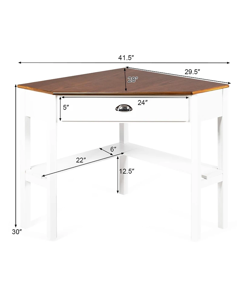 Corner Wooden Piece Laptop Computer Desk