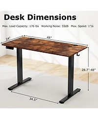 Electric Standing Desk with 3 Memory Height Settings and 2 Hanging Hooks & Cable Management