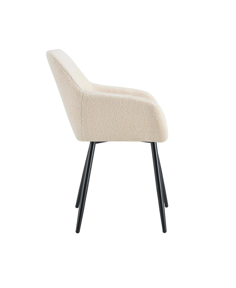 Streamdale Modern Accent Club Chairs, Set of 2, Beige Teddy Fabric