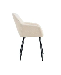 Streamdale Modern Accent Club Chairs, Set of 2, Beige Teddy Fabric