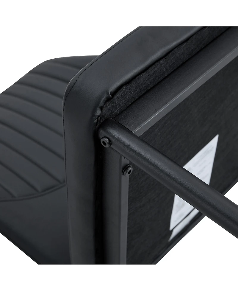 Black Pu Dining Chairs - Set of 6, Metal Legs, Stripe Back