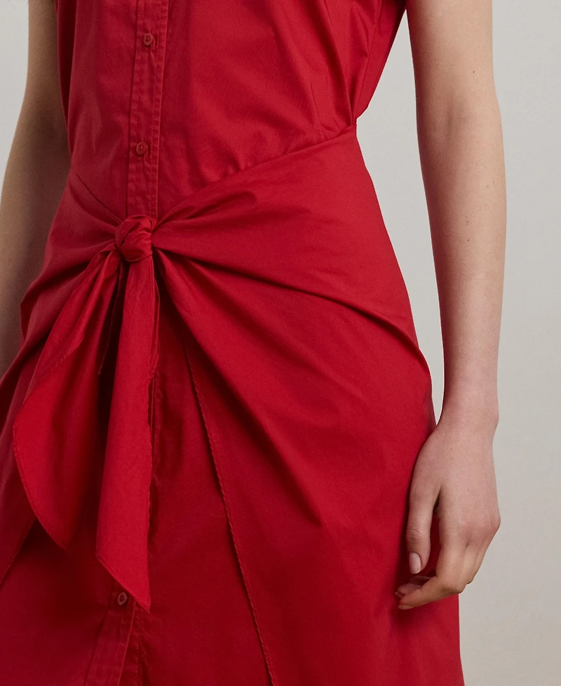 Lauren Ralph Women's Tie-Front Cotton-Blend Shirtdress