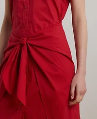 Lauren Ralph Women's Tie-Front Cotton-Blend Shirtdress