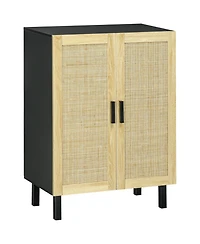 Sideboard Buffet Cabinet, Kitchen Cabinet, Coffee Bar Cabinet with 2 Rattan Doors and Adjustable Shelves