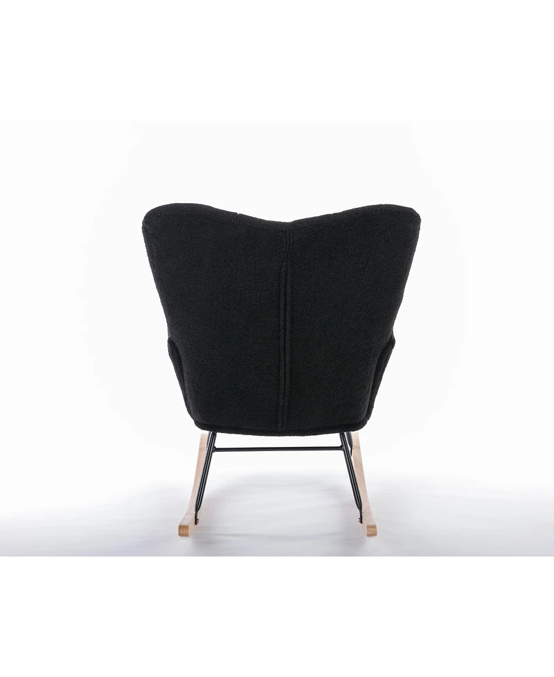 Streamdale Teddy Fabric Rocking Gilder Nursery Chair For Living Room Indoor,Black