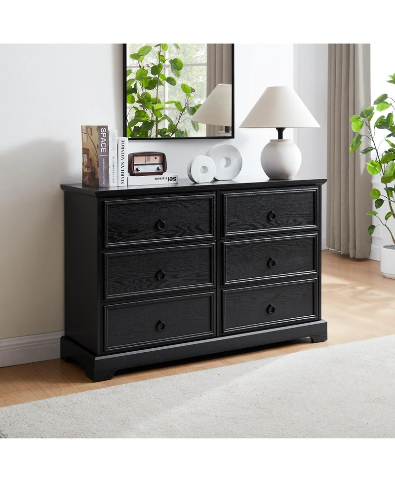 Modern Farmhouse 6-Drawer Bedroom Chest, Black