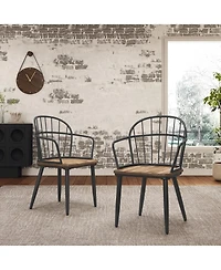 Streamdale Furniture Indoor Dining Chair With Metal Legs (Set of 2),Light Birch