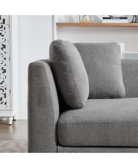 Streamdale Gray Chenille Double-Sided Chaise Lounge Sofa w/ Pillows and Rubberwood Legs