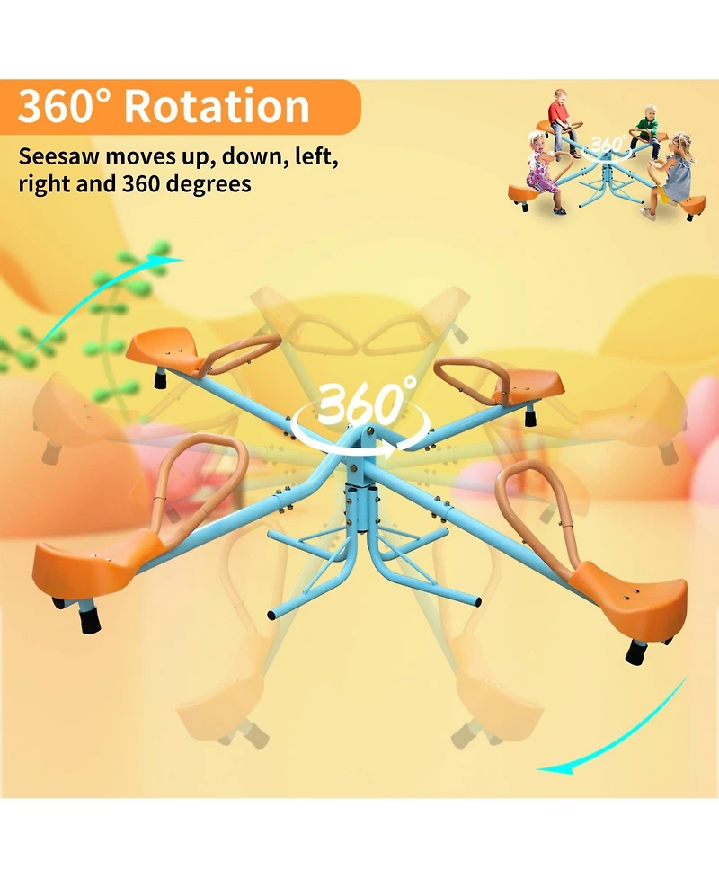 Outdoor Kids Spinning Seesaw Sit and Spin Teeter Totter， Outdoor Playground Equipment Swivel Teeter Totter for Backyard