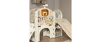 Kids Slide Playset Structure, Freestanding Castle Climber with Slide and Basketball Hoop