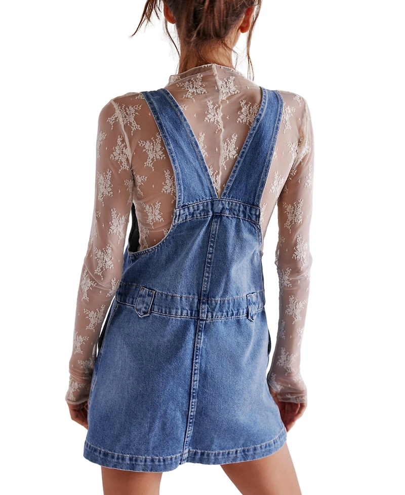 Free People Women's Edie Denim Cotton Overalls Dress