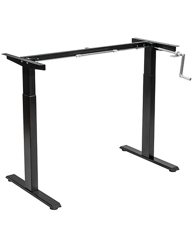 Hand Crank Stand Up Desk Frame, Manual Height Adjustable Standing Workstation with Foldable Crank Handle, Cable Management Tray