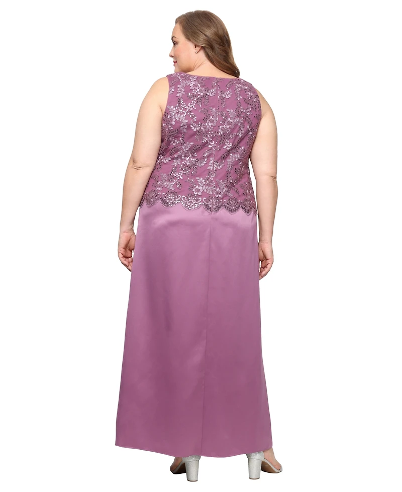 Alex Evenings Plus Stretch Tulle 3/4-Sleeve Jacket Dress