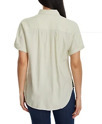 Gloria Vanderbilt Women's Daisy Drop-Hem Button Shirt