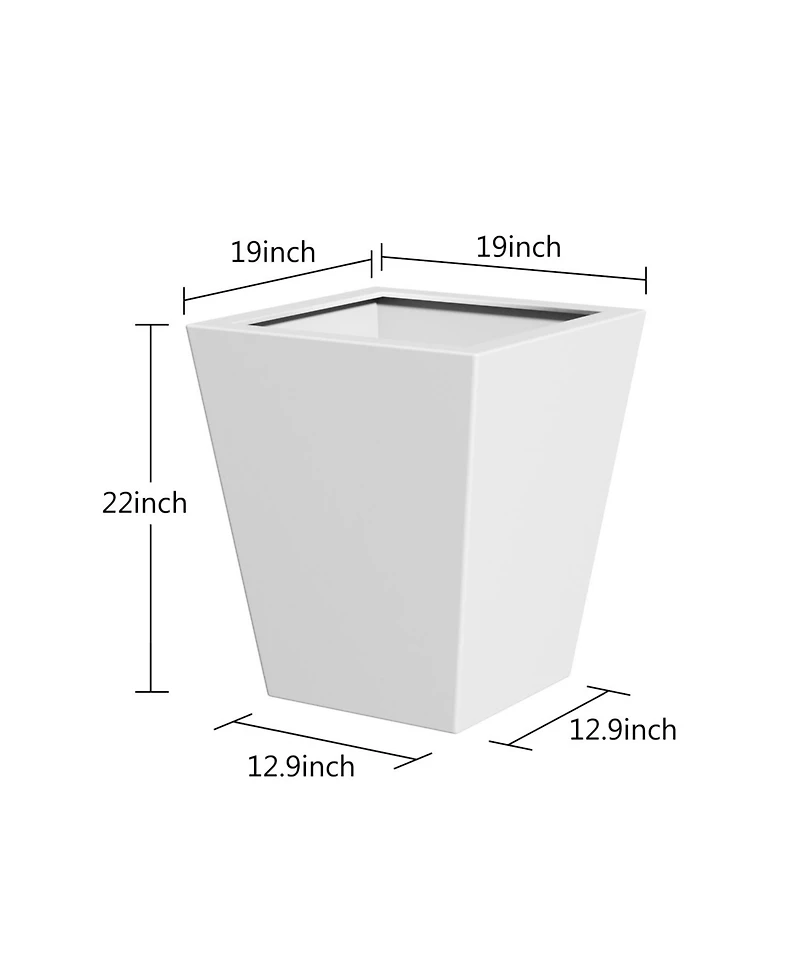 22" Metal Tapered Planter - Burnished White