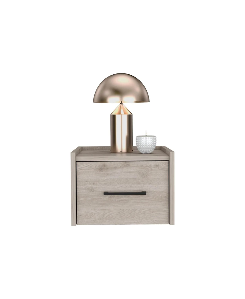 Modern One-Drawer Faux Wood Floating Nightstand – Space-Saving Design