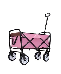 Collapsible Folding Wagon Cart - 225lb Capacity - Pink